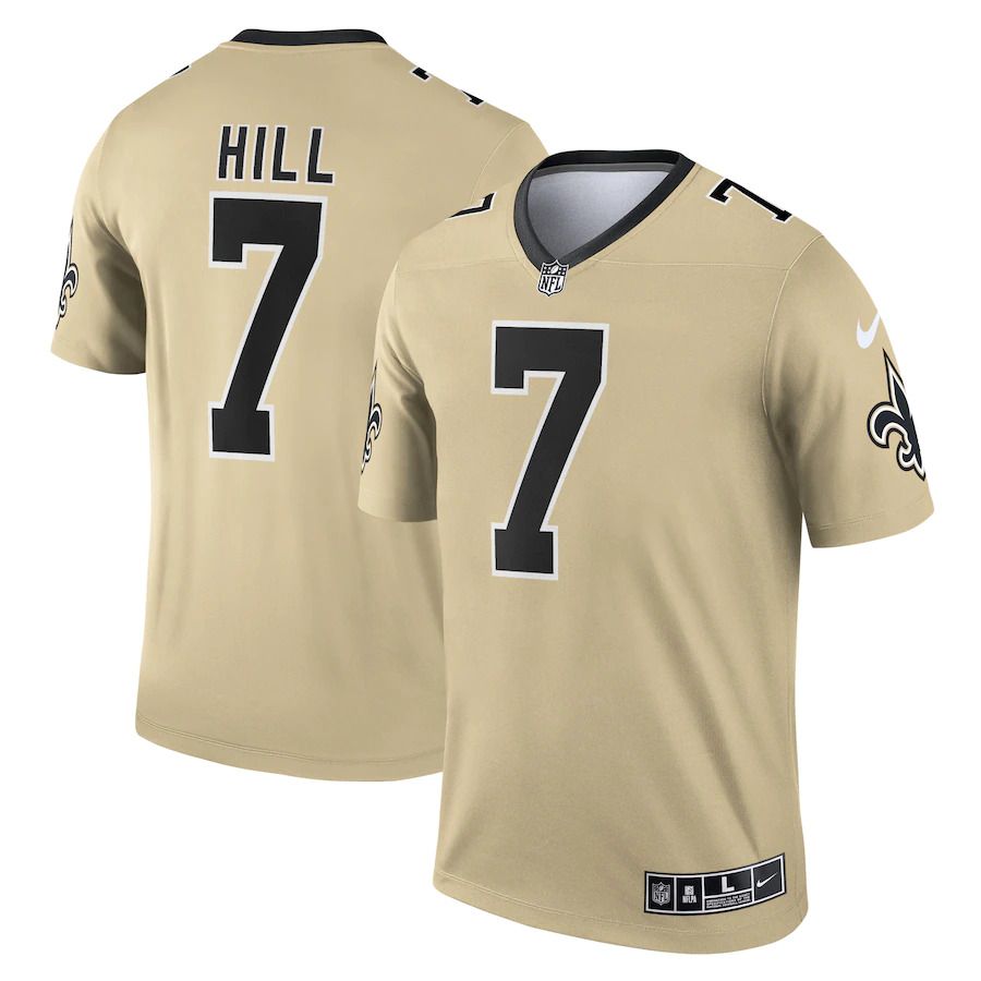 Men New Orleans Saints #7 Taysom Hill Nike Gold Inverted Legend NFL Jersey